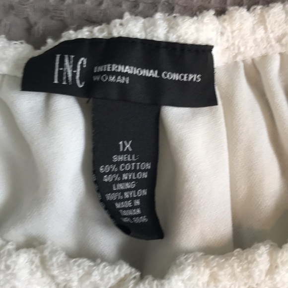 INC lined lace/burnout top - Picture 2 of 4